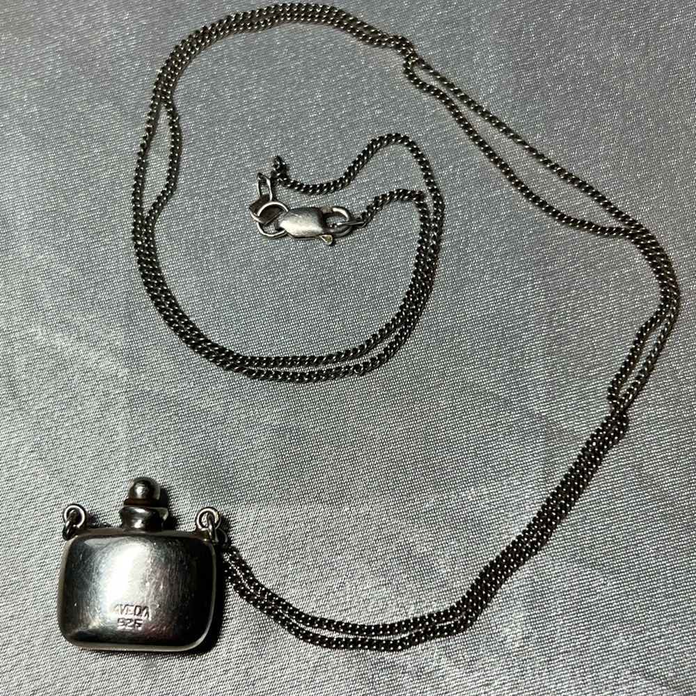 Avon Silver Flask Pendant Necklace